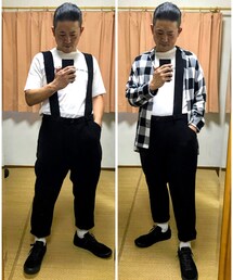 🔸基本コーデ🐷‼️ | 🔸パジャマシャツ×サロペットコーデ🐷‼️(その他)