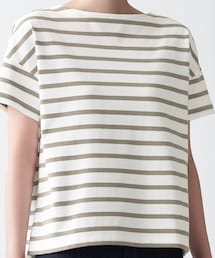 無印良品 | お洒落な人が白×ベージュのボーダー着てて探したらSALEでなんと¥500‼︎(Tシャツ/カットソー)