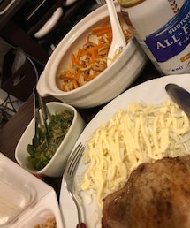 晩ごはん | トンテキ、納豆、ピーマンのごま和え、人参ともやしの中華サラダでした(^o^)/(食器/キッチン)