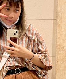 meizi | Orange and pale green checked!🟧🟩(シャツ/ブラウス)