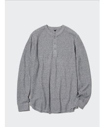 UNIQLO | ワッフルヘンリーネックT　グレー(Tシャツ/カットソー)