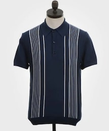 ART GALLERY | ART GALLERY　　”TONY”　S/S STRIPE KNITTED POLO SHIRT　　NAVY(ニット/セーター)