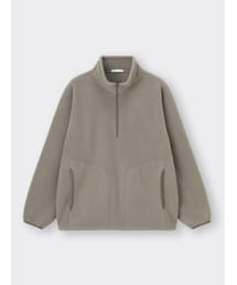 GU | マイクロフリースハーフジッププルオーバー(ブラウン)(トップス)