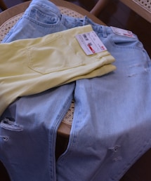 UNIQLO | ボーイフレンドテーパードジーンズ(ダメージ)(デニムパンツ)