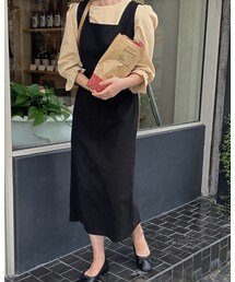 HOTPING | スエード調スクエアネックスリーブレスワンピース
(サロペット/オーバーオール)