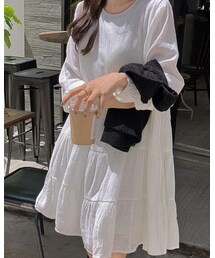 HOTPING | ナチュラルワッシャーティアードミニワンピース(ワンピース)