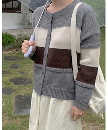 HOTPING | ユニーク配色ニットボタンカーディガン(カーディガン/ボレロ)