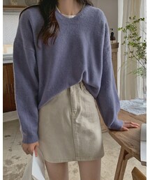 HOTPING | Vネックアクリルミックスシンプルルーズニット(ニット/セーター)