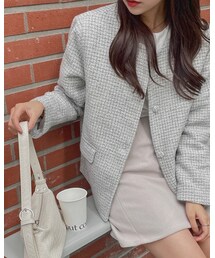 HOTPING | ウールミックスノーカラーツイードジャケット(ジャケット/アウター)