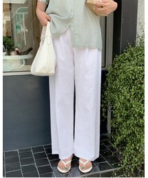 HOTPING | ウエストゴムリネン風コットンワイドパンツ(その他パンツ)