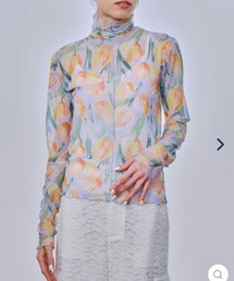 poppy | オレンジチューリップシースルートップス（ハイネック）  (Tシャツ/カットソー)