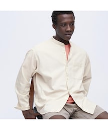 UNIQLO | デニムオーバーサイズスタンドカラーシャツ／Sサイズ(シャツ/ブラウス)