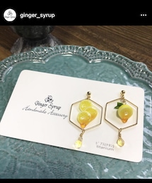 Ginger Syrup | honey lemon ピアス　4,070円　天然石シトリン使用　3㎝×2㎝(ピアス（両耳用）)