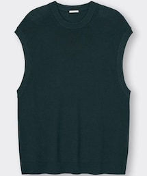 GU | ウォッシャブルリラックスフィットニットベスト DARK GREEN Sサイズ(ベスト)
