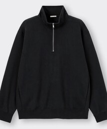 GU | ヘビーウェイトスウェットハーフジッププルオーバー(長袖)  BLACK  Mサイズ(スウェット)