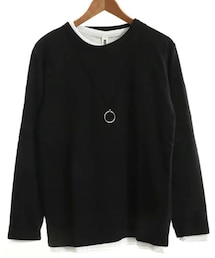 MODISH GAZE | スウェット×ワッフル アンサンブル ネックレス付 ブラック (今回は黒のスウェットのみ着用)(その他トップス)