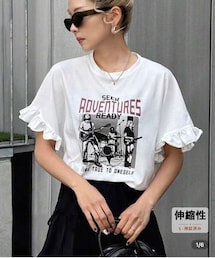 SHEIN | ラッフルスリーブTシャツ(トップス)