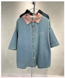 ABITOKYO | バイカラーオーバーデニム半袖シャツ(シャツ/ブラウス)