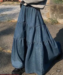 SHEIN | デニムティアードスカート(デニムスカート)