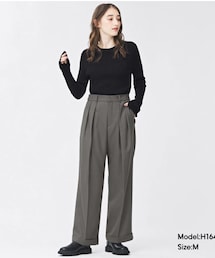 GU | インタックワイドパンツ　M(パンツ)