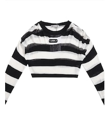 AliExpress | ボーダー/リブニット/クロップド/(Tシャツ/カットソー)