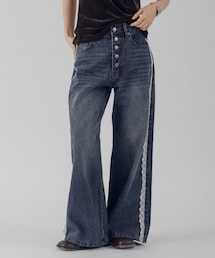 MUHET | lace button-fly denim pants / レースボタンフライデニムパンツ(デニムパンツ)