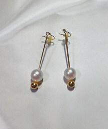 ゴールド×パールストレートピアス | ピアス（両耳用）