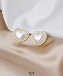 SHEIN | ラインストーンハートデザインスタッドピアス(ピアス（両耳用）)