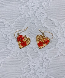 押し花インのハートピアス | ピアス（両耳用）