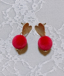 ハートフェルトボールピアス | ピアス（両耳用）
