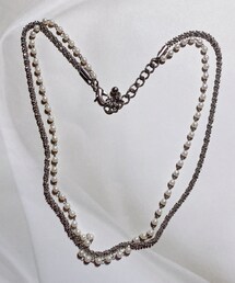 シルバーギザギザ×パールの2連ネックレス | ネックレス