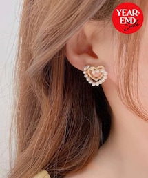 SHEIN | パールハートスタッドピアス(ピアス(両耳用))