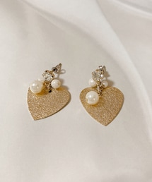 ゴールド×パール ハートピアス | ピアス(両耳用)