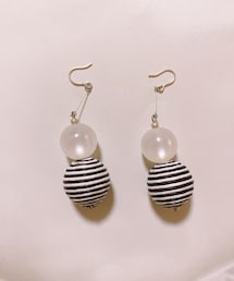 ボーダーパールピアス | ピアス(両耳用)