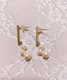 スクエア縦シルバーパールピアス | ピアス（両耳用）