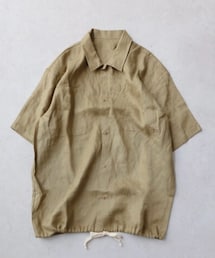 VOIRY | DOCTOR SHIRTS CORD-SS-LINEN ｜素材：リネン100%｜ユニセックス｜フリーサイズ｜【平置き寸法】着丈：76／身幅：65／肩幅：56／ゆき丈：54 ／袖丈：26(シャツ/ブラウス)