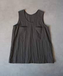 アチコント | ◾️試作品◾️タンクトップ｜レディース／フリーサイズ｜ベルギーリネン100%｜【生地】生地の森／型番IN50764-10（オリーブグレー）(タンクトップ)