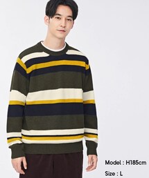 GU | ソフトラムブレンドカラーブロックセーター(長袖)(ニット/セーター)