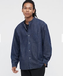 UNIQLO | オーバーサイズフランネルスタンドカラーシャツ（長袖）(シャツ/ブラウス)