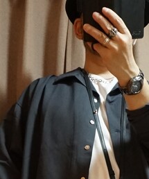 antiqua | デザイン開襟シャツ チャコールグレー(シャツ/ブラウス)