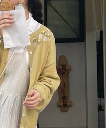 Samansa Mos2 | 前後着2WAY襟元刺繍カーディガン(ニット/セーター)