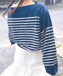 OUTIL | ビッグシルエットのボーダーTシャツ(Tシャツ/カットソー)