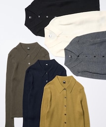 UNIQLO | メリノリブポロカーディガン(グレーまたはイエロー着用)(カーディガン/ボレロ)