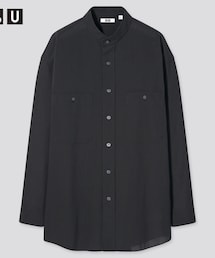 UNIQLO | ワイドフィットスタンドカラーストライプシャツ(シャツ/ブラウス)