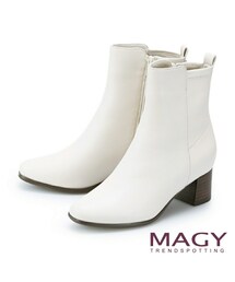 MAGY | MAGY 質感素面真皮粗中跟 女 短靴 米白

(ブーティ)