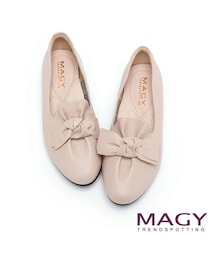 MAGY | MAGY 扭結蝴蝶結素面真皮 女 平底鞋

粉色(シューズ)