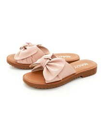 MAGY | 
【MAGY】大蝴蝶結造型真皮平底 女 拖鞋(粉色)

(サンダル)