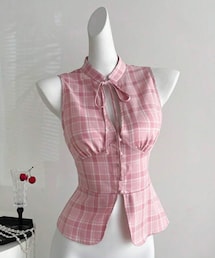 SHEIN | ピンクチェックの変わったデザインのブラウス🎀💕💓💗(シャツ/ブラウス)