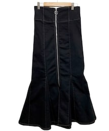 LUDIC PARK | 茶色い糸のステッチの入ったデニムのZIPマーメイドスカート🧵🧜♀️(デニムスカート)