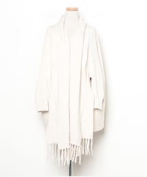 rienda | 裾がフリンジになっているショール風ニットカーディガン🧶とってもお気に入り😍(カーディガン/ボレロ)